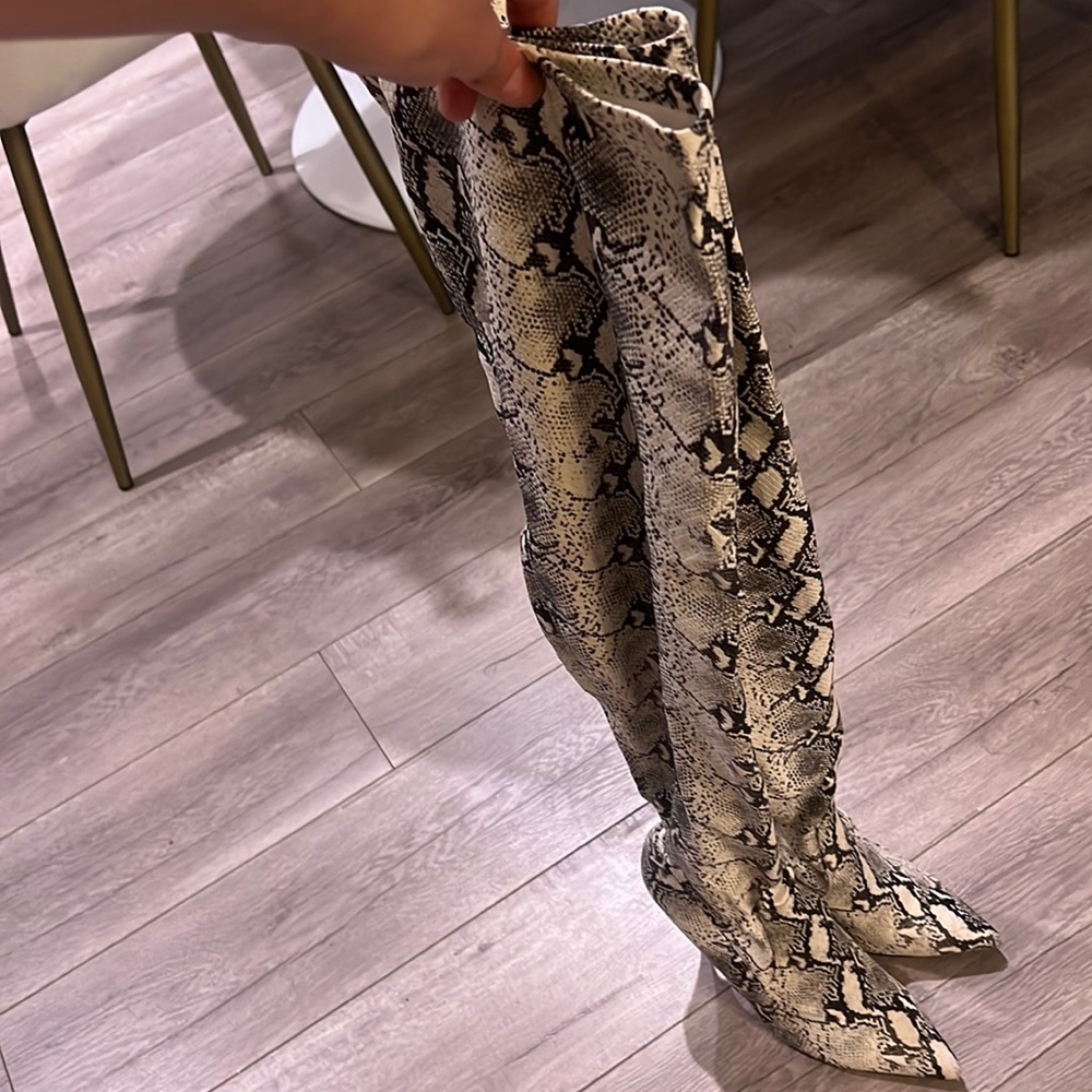 Snake skin style tall boots